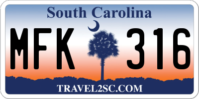 SC license plate MFK316