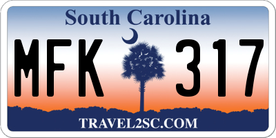 SC license plate MFK317