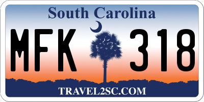 SC license plate MFK318