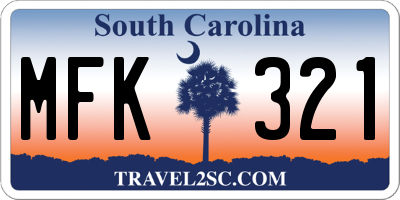 SC license plate MFK321