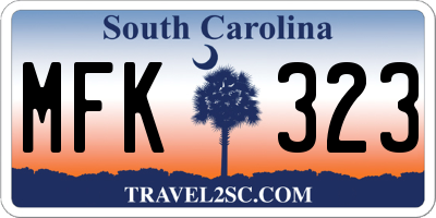 SC license plate MFK323