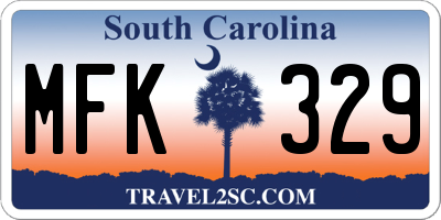 SC license plate MFK329