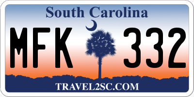 SC license plate MFK332