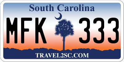 SC license plate MFK333