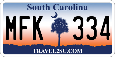 SC license plate MFK334