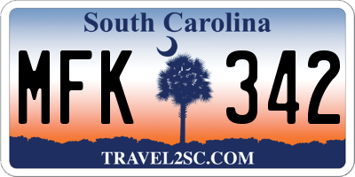 SC license plate MFK342
