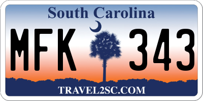 SC license plate MFK343