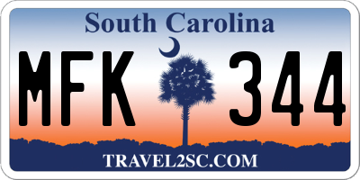 SC license plate MFK344