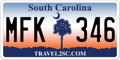 SC license plate MFK346