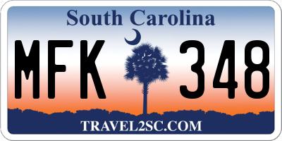 SC license plate MFK348