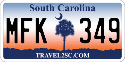 SC license plate MFK349