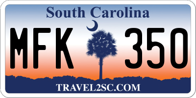 SC license plate MFK350