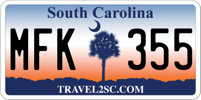 SC license plate MFK355