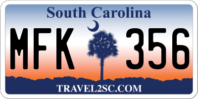 SC license plate MFK356