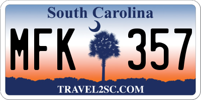SC license plate MFK357