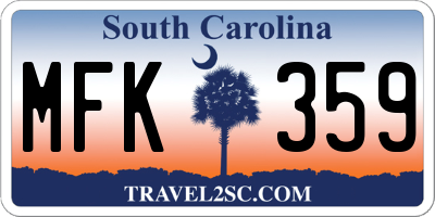 SC license plate MFK359
