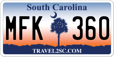 SC license plate MFK360