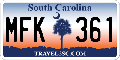 SC license plate MFK361