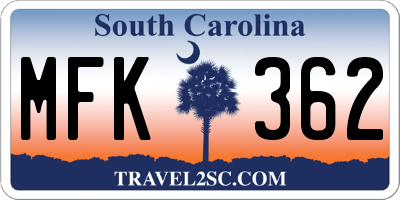 SC license plate MFK362