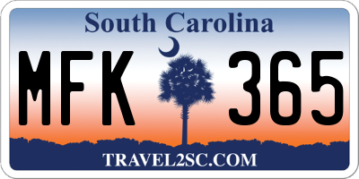 SC license plate MFK365