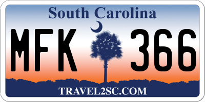 SC license plate MFK366