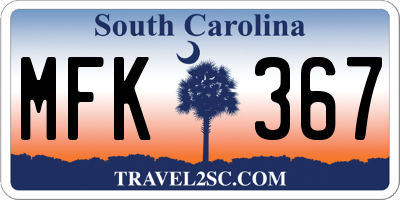 SC license plate MFK367