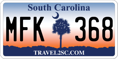SC license plate MFK368