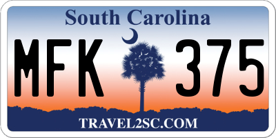 SC license plate MFK375
