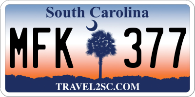 SC license plate MFK377
