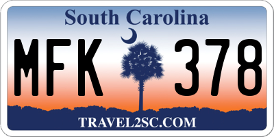 SC license plate MFK378
