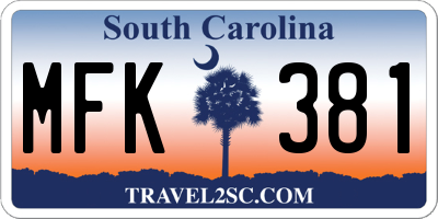 SC license plate MFK381