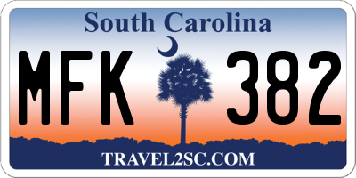 SC license plate MFK382
