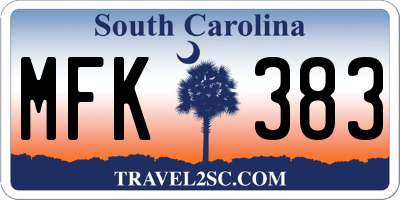 SC license plate MFK383