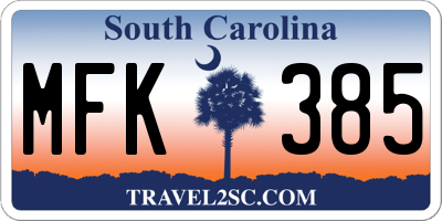 SC license plate MFK385