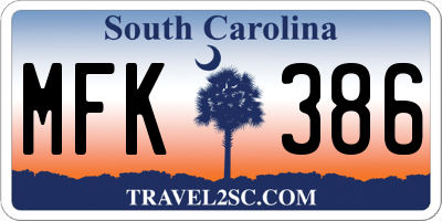 SC license plate MFK386
