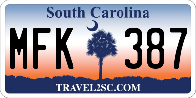 SC license plate MFK387