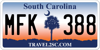 SC license plate MFK388