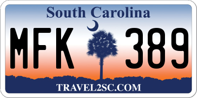 SC license plate MFK389