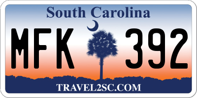 SC license plate MFK392
