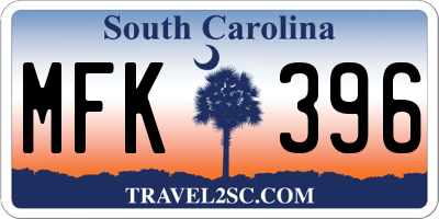 SC license plate MFK396