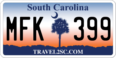 SC license plate MFK399