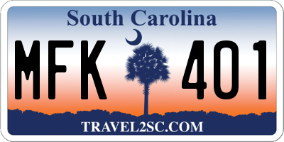 SC license plate MFK401