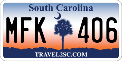 SC license plate MFK406