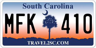 SC license plate MFK410