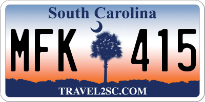 SC license plate MFK415