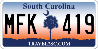 SC license plate MFK419