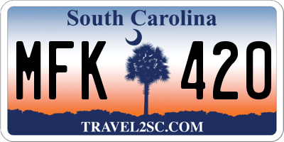 SC license plate MFK420