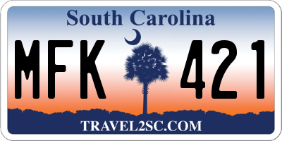 SC license plate MFK421