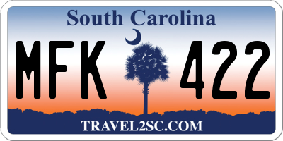 SC license plate MFK422