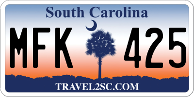 SC license plate MFK425